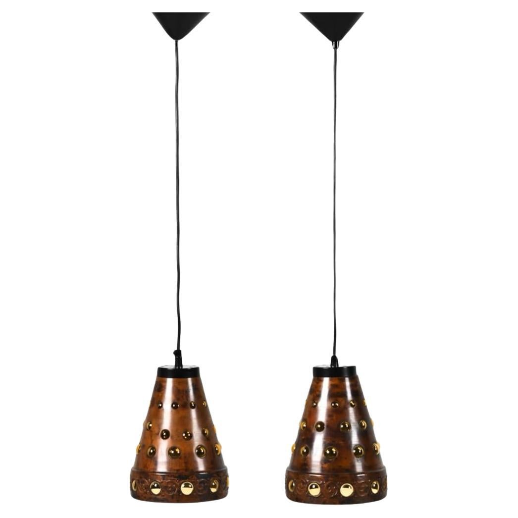 Nanny Still for RAAK, Pair of Copper and Glass Pendant Lights For Sale