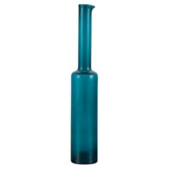 Nanny Still for Riihimäen Lasi, Finland. Bottle in petrol blue art glass