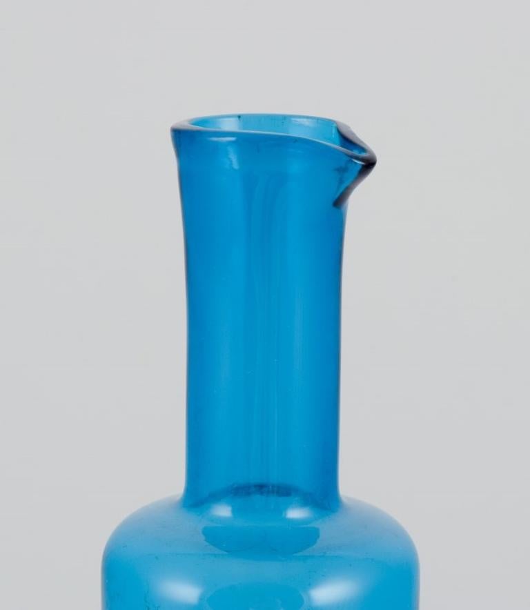 Scandinavian Modern Nanny Still for Riihimäen Lasi, Finland. Vase/bottle in petroleum blue art glass For Sale
