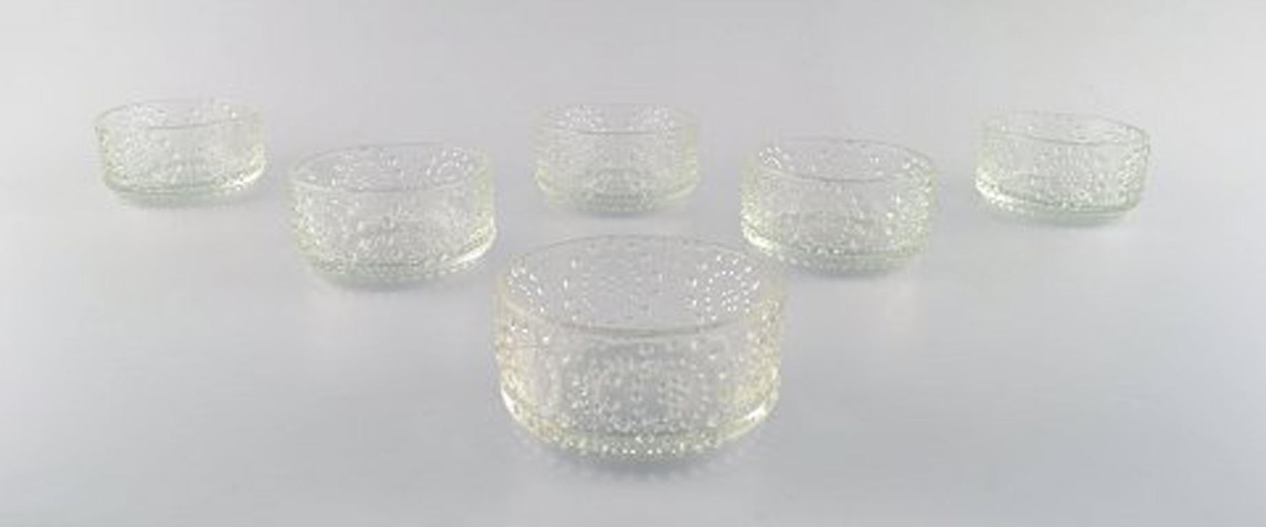 Nanny Still. Grapponia. Six bowls of clear glass art.
Finnish design 1960-1970s.
Measures 9.5 cm x 5 cm.
In perfect condition.