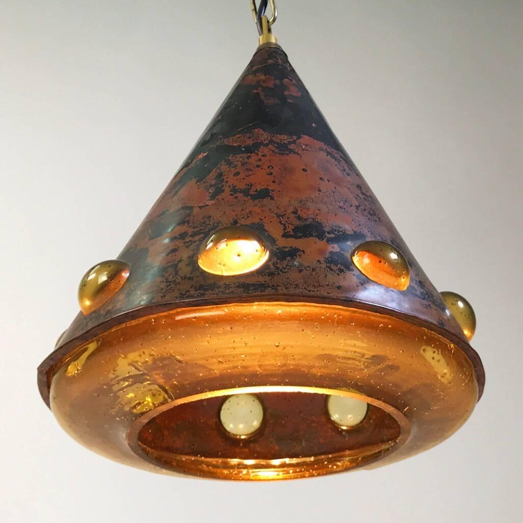 Brass Nanny Still McKinney Brutalist Cone Shaped Ceiling Light by RAAK, 1960s