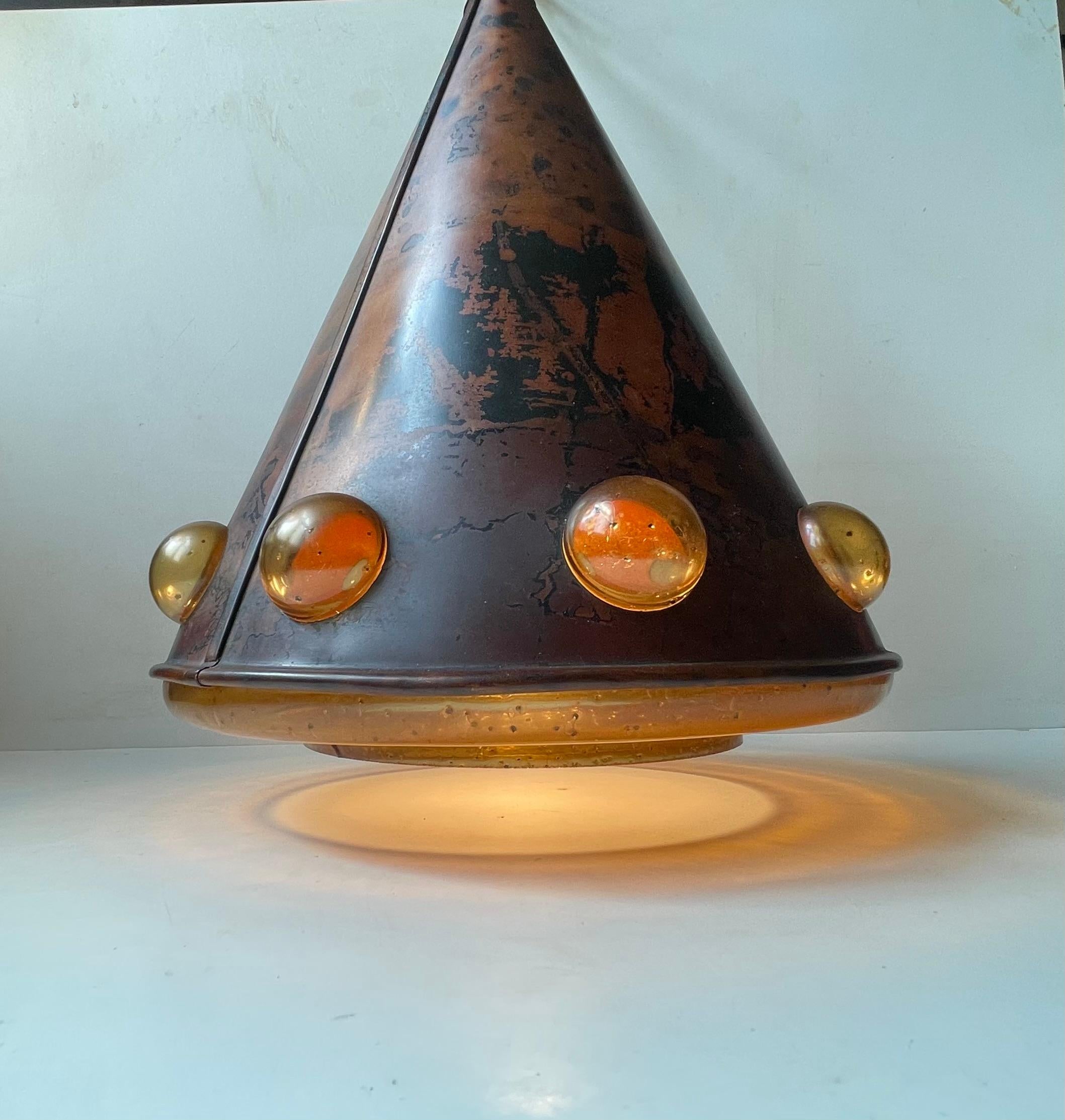 Dutch Nanny Still-Mckinney Conical Brutalist Ceiling Pendant Lamp, 1960s