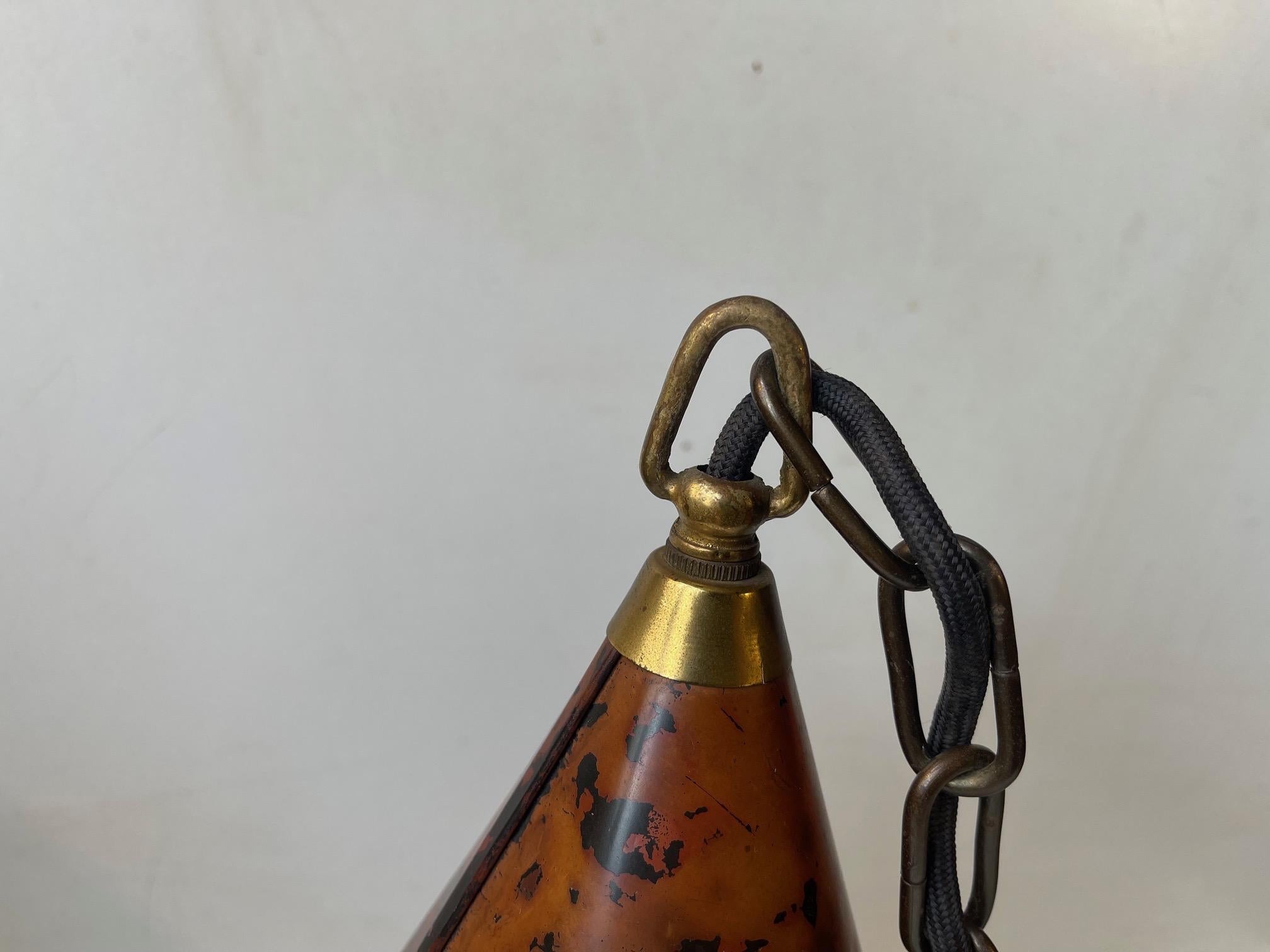 Copper Nanny Still-Mckinney Conical Brutalist Ceiling Pendant Lamp, 1960s