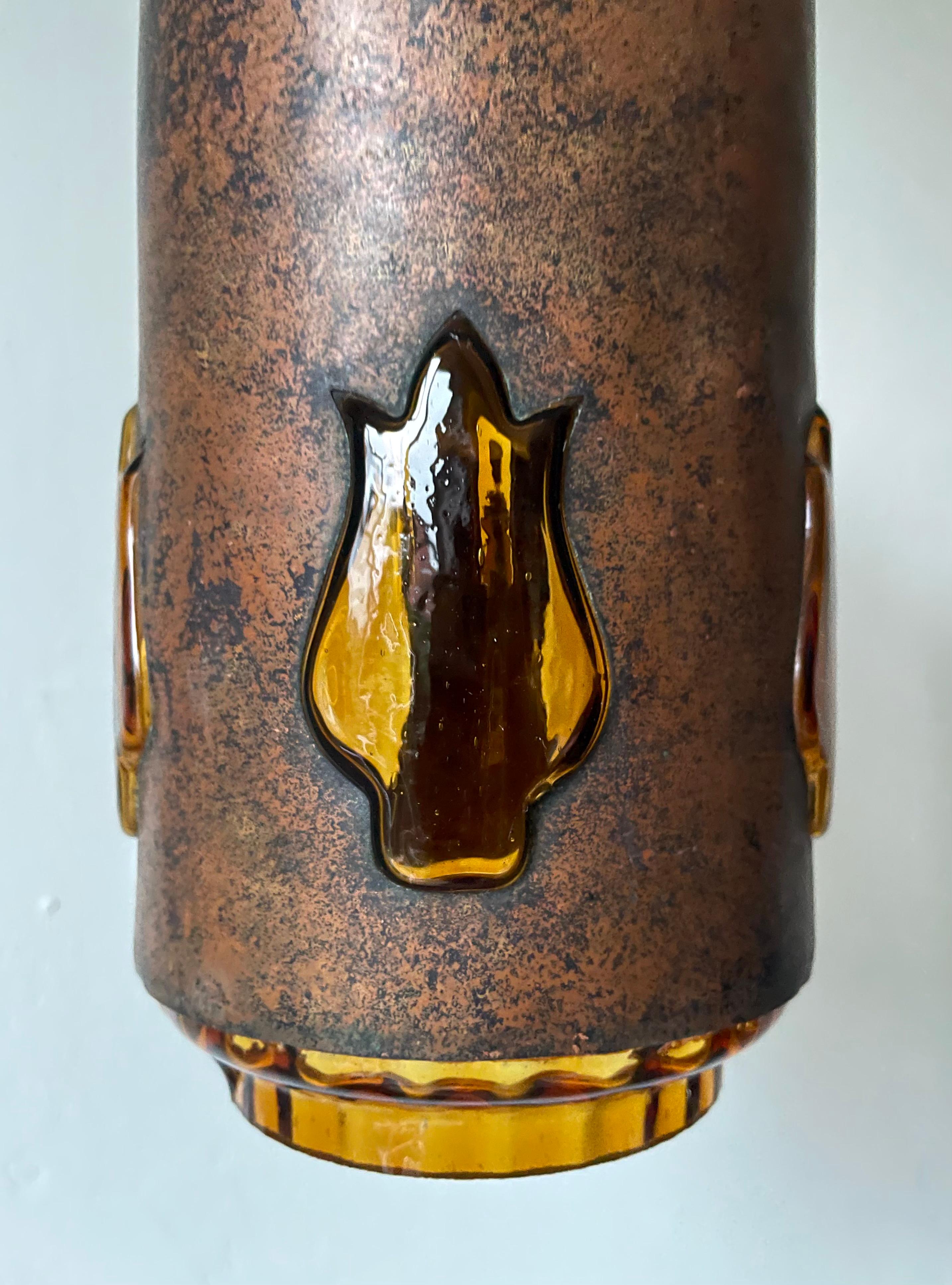 Nanny Still RAAK Copper Amber Glass Pendants In Good Condition In Copenhagen, DK