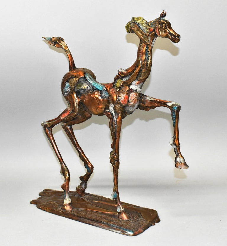 Bronze limited edition 1/45 horse sculpture by Columbian artist Nano Lopez. Lost wax process, hand painted with clear coat. Very nice condition. Dimensions: 5