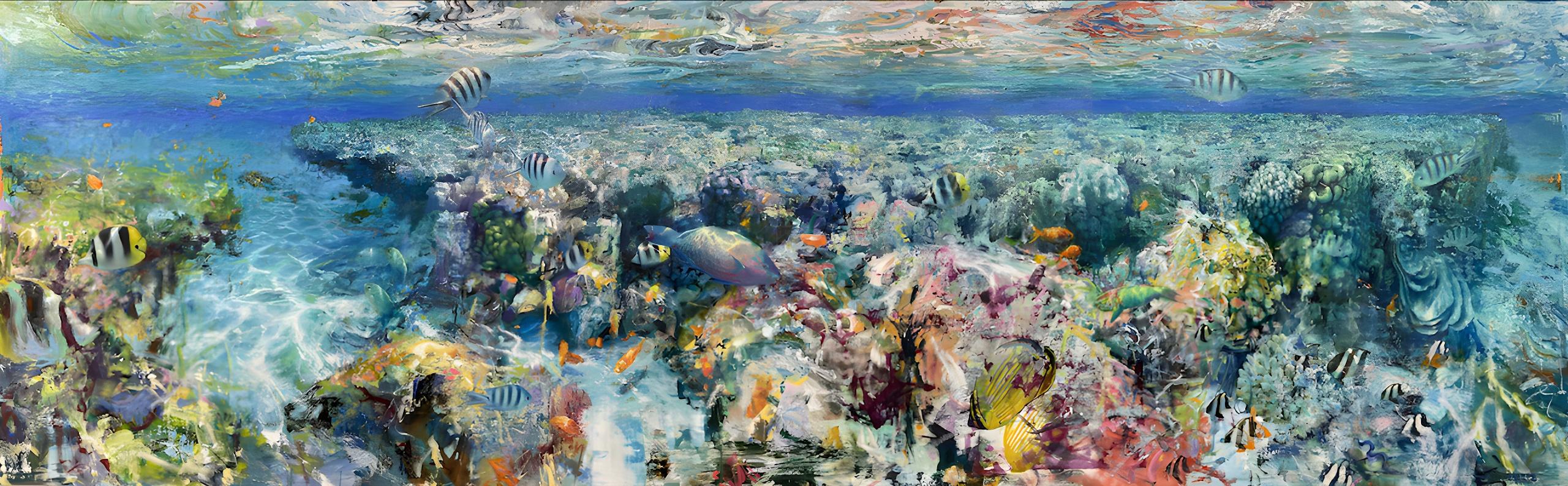 Nansi Bielanski Gallup and David C. Gallup Abstract Painting – Korallengärten