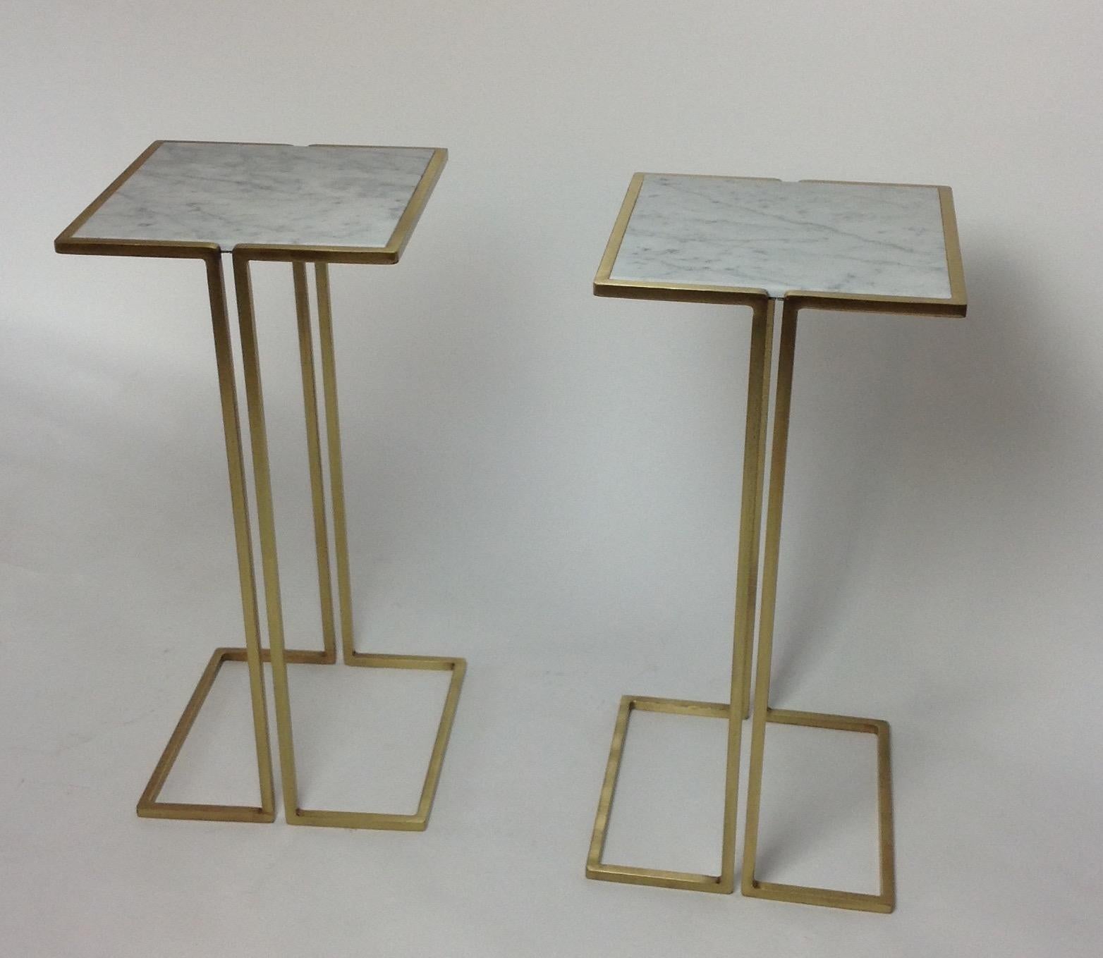 Minimalist Nantes Side Tables, Model D, Satin Brass by Bourgeois Boheme Atelier