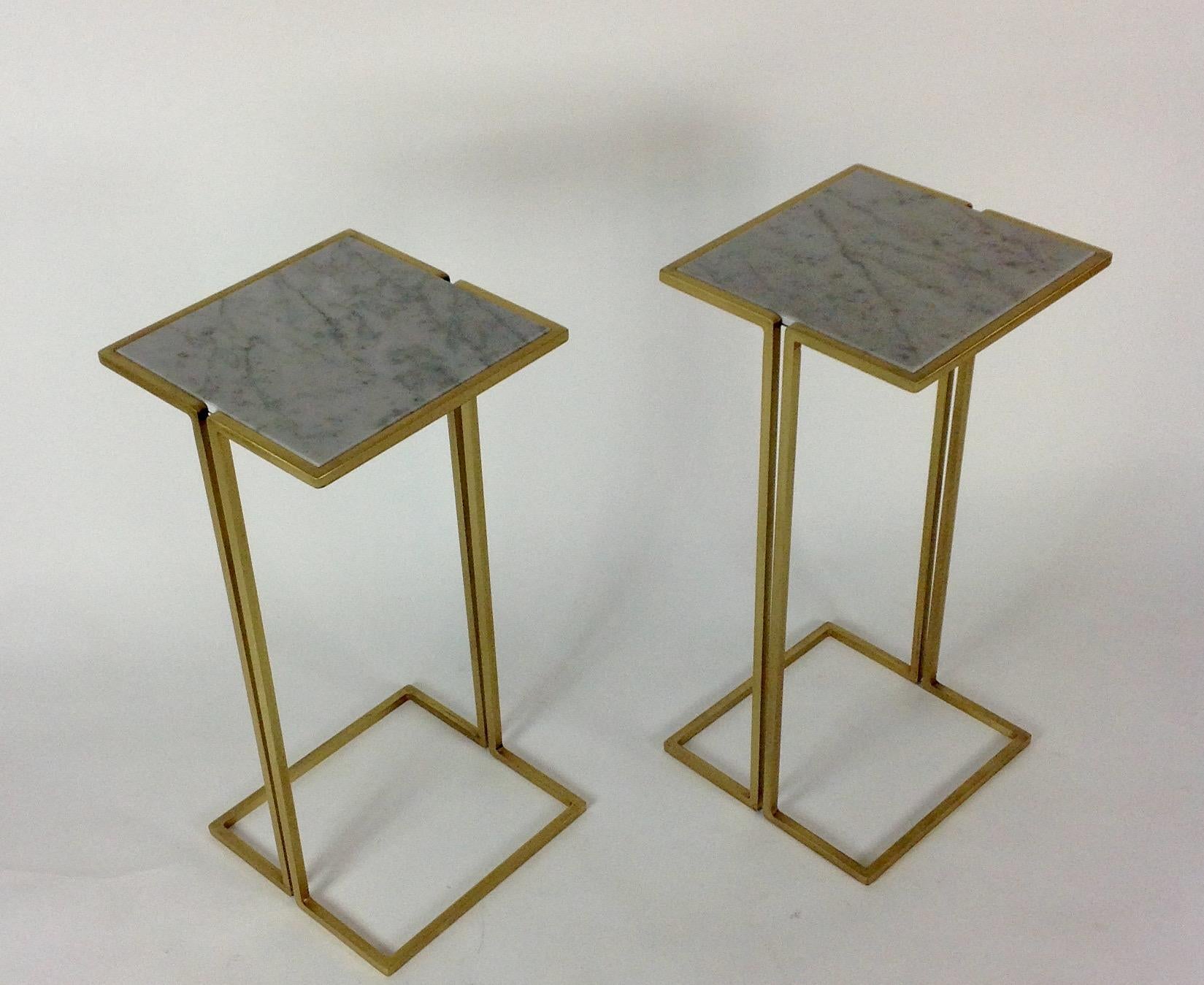 Nantes Side Tables, Model D, Satin Brass by Bourgeois Boheme Atelier In New Condition For Sale In Los Angeles, CA