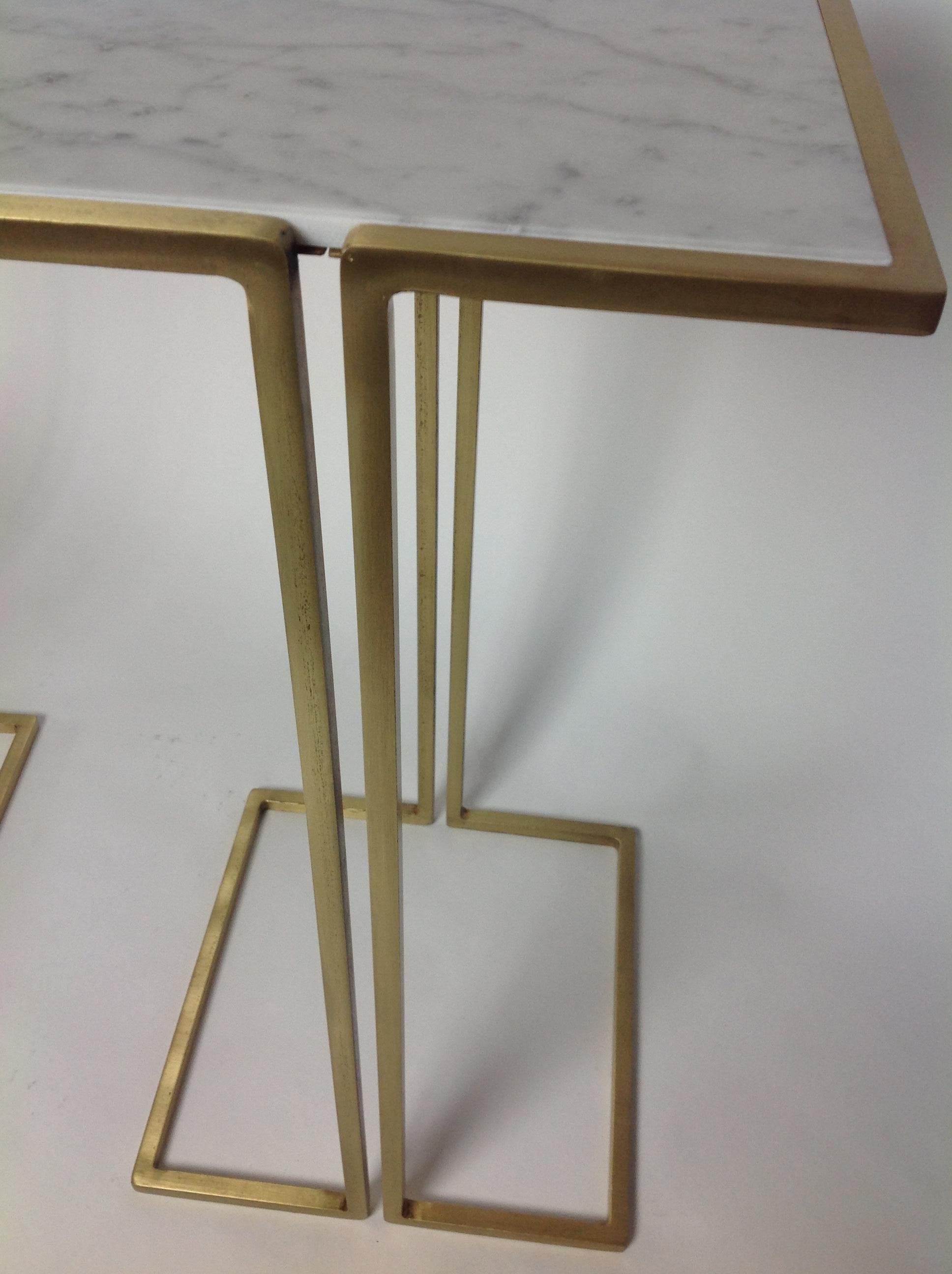 Nantes Side Tables, Model D, Satin Brass by Bourgeois Boheme Atelier For Sale 1