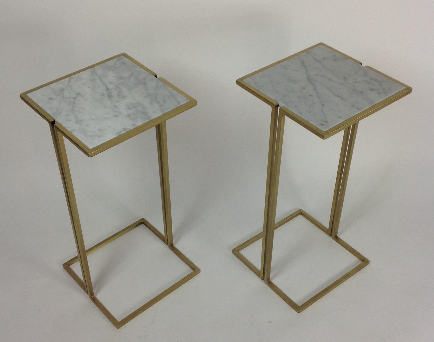 American Nantes Side Tables, Model D, Satin Brass