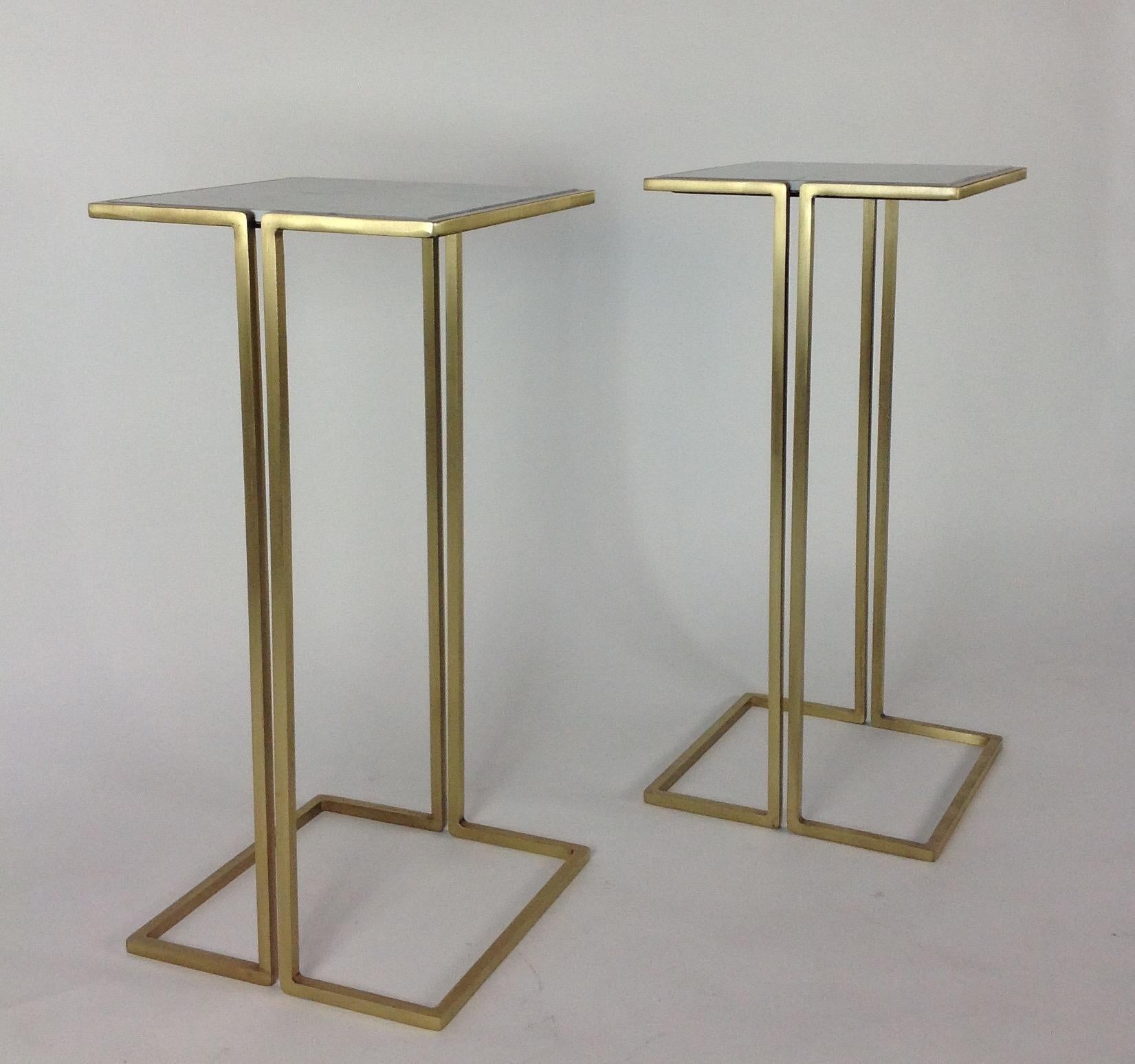 Nantes Side Tables, Model D, Satin Brass In New Condition In Los Angeles, CA