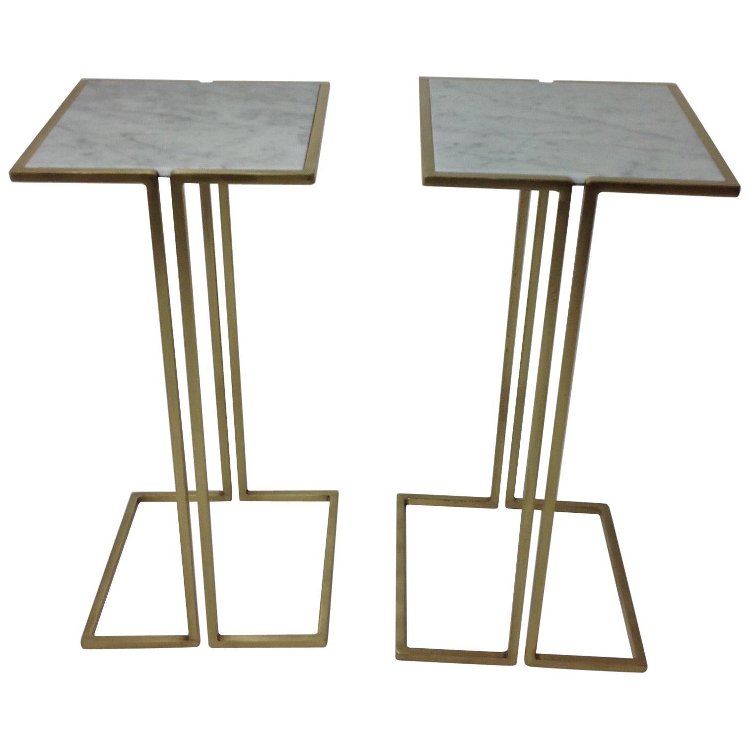 Nantes Side Tables, Model D, Satin Brass
