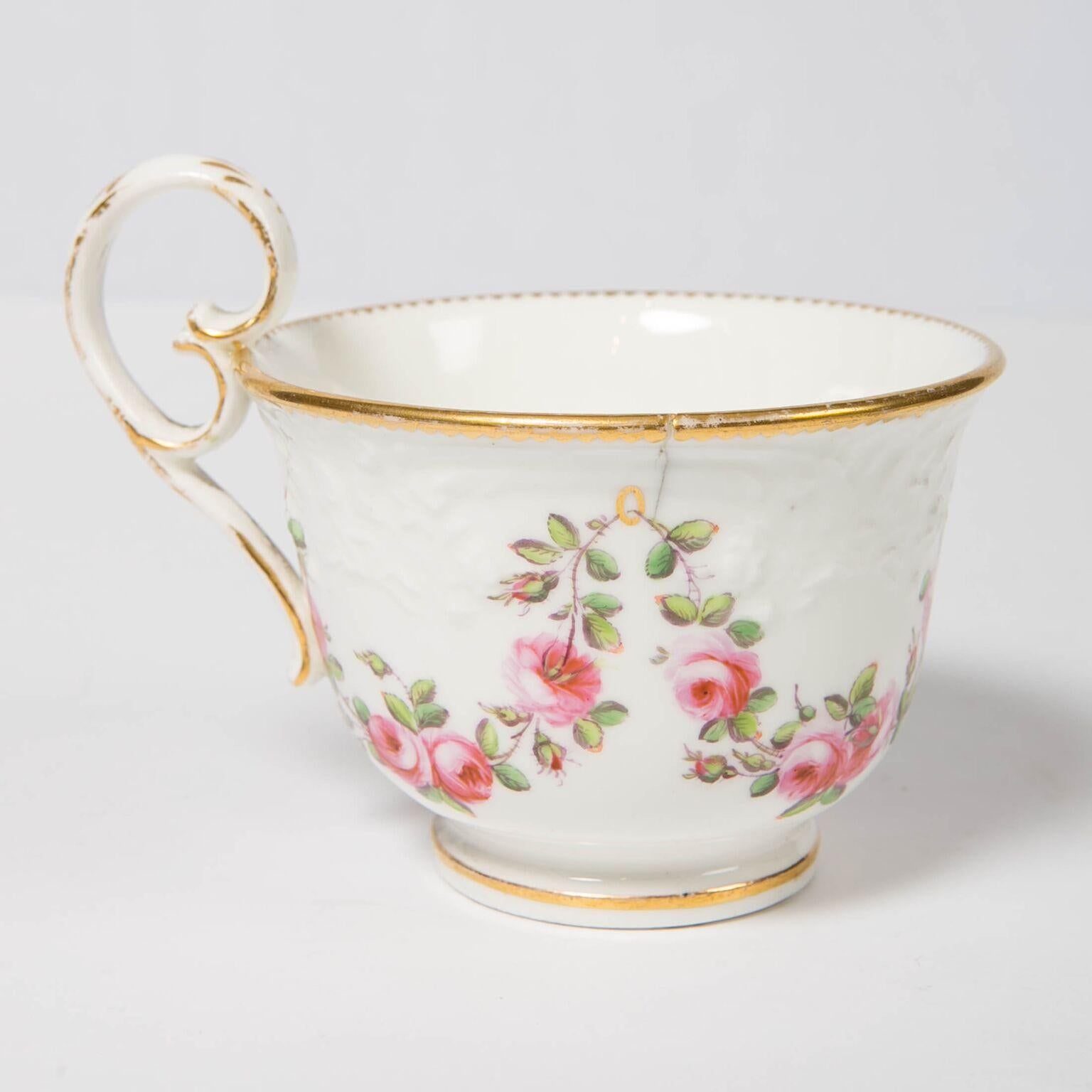 Nantgarw Porcelain Breakfast Cup and Saucer with Pink Roses Wales, 1813-1822 3