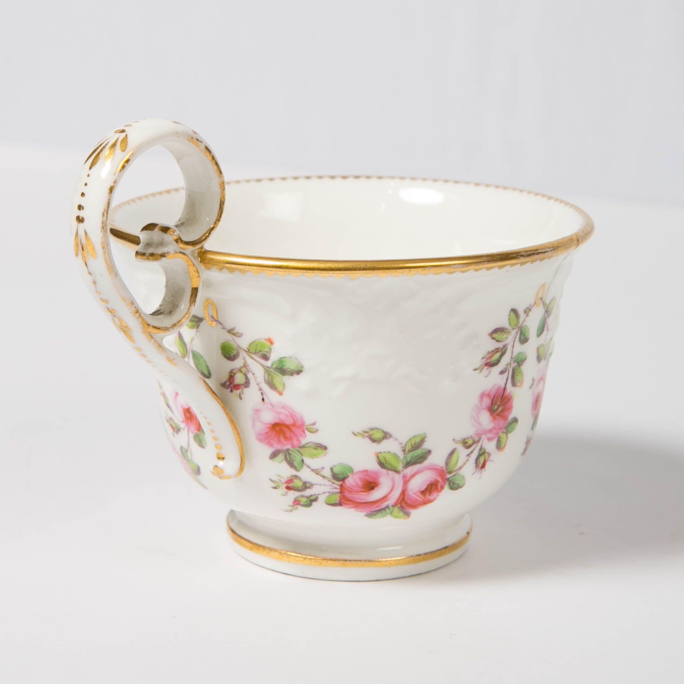 Nantgarw Porcelain Breakfast Cup and Saucer with Pink Roses Wales, 1813-1822 4