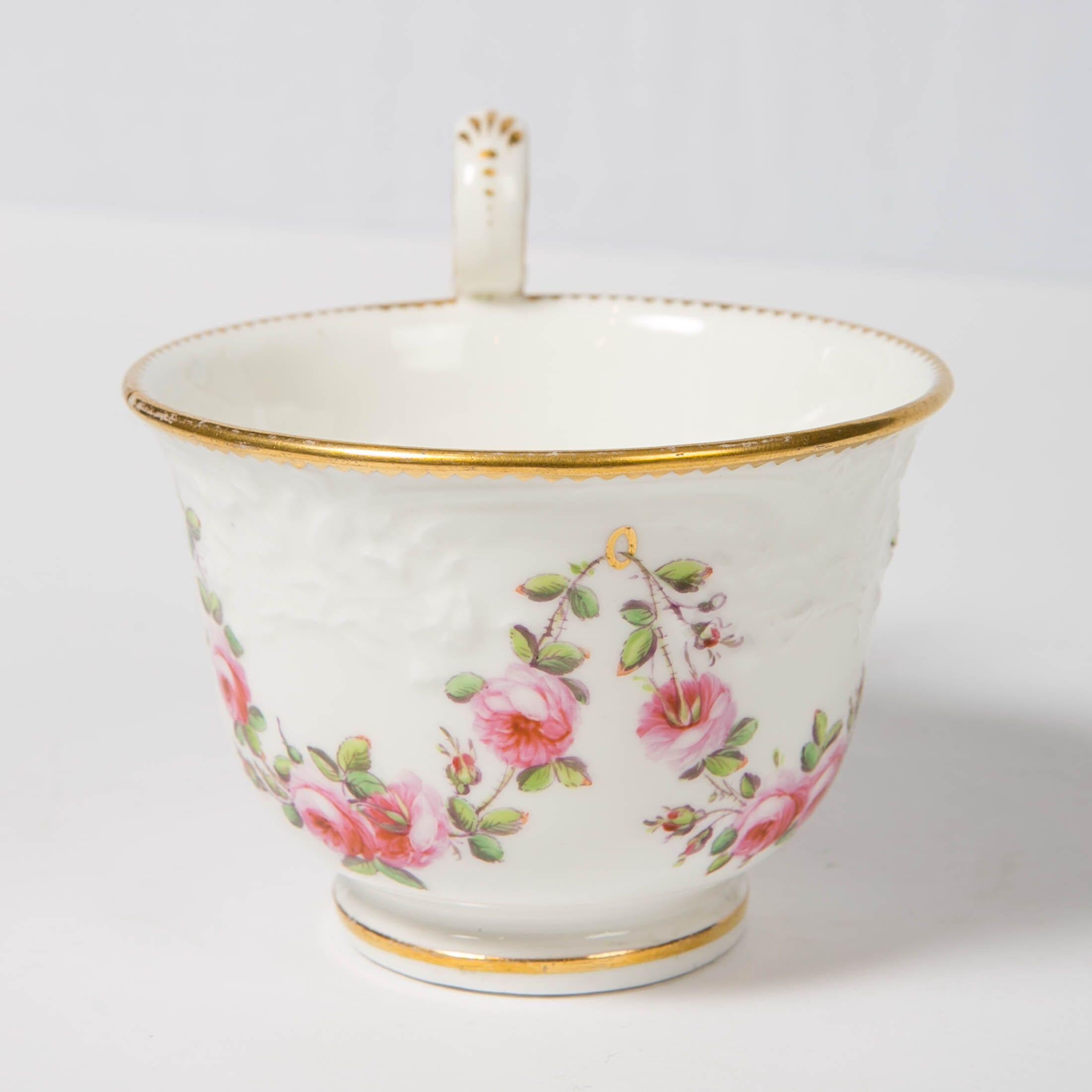 Nantgarw Porcelain Breakfast Cup and Saucer with Pink Roses Wales, 1813-1822 5