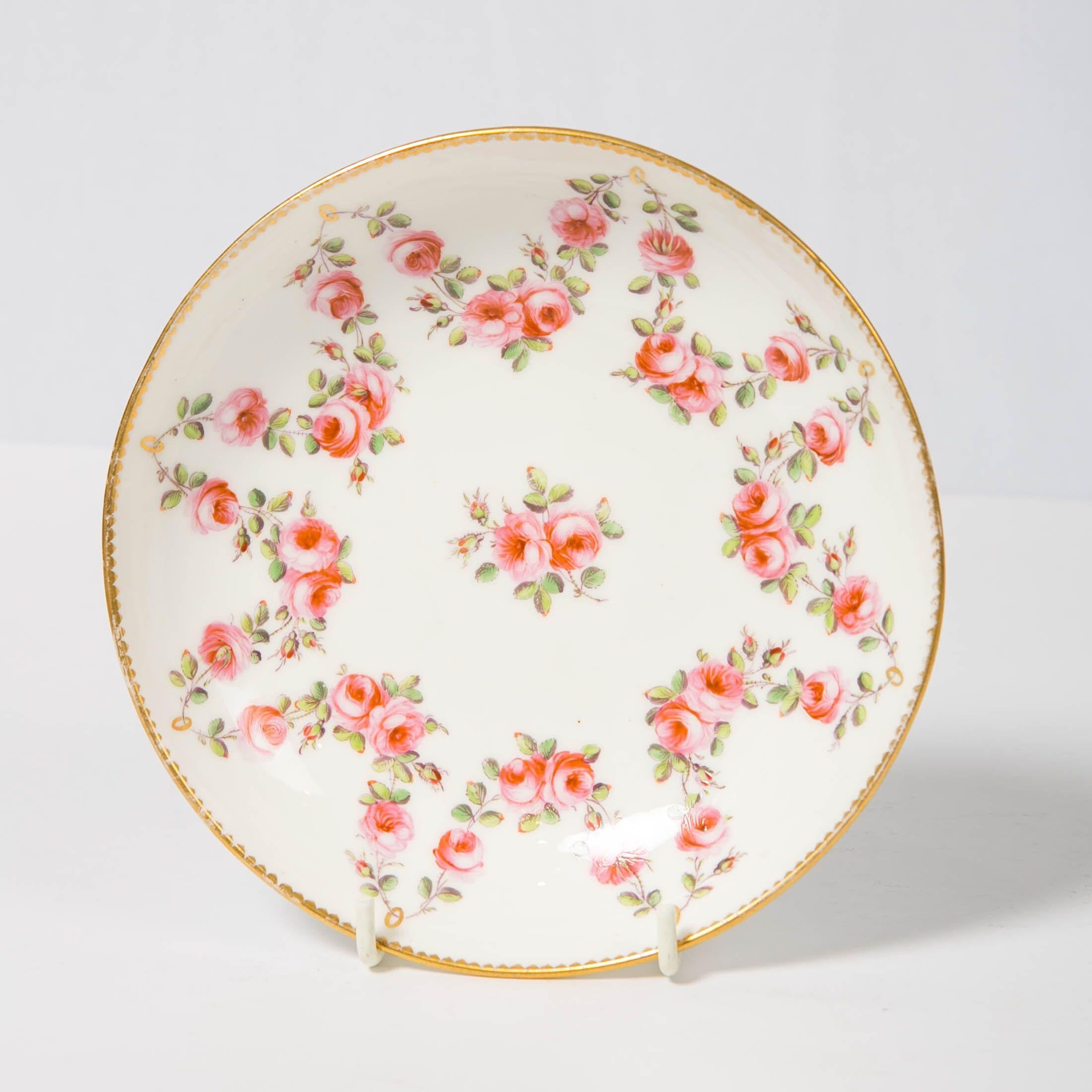 Nantgarw Porcelain Breakfast Cup and Saucer with Pink Roses Wales, 1813-1822 7