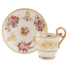 Tazza da caffè e piattino in porcellana di Nantgarw, 1815 ca.