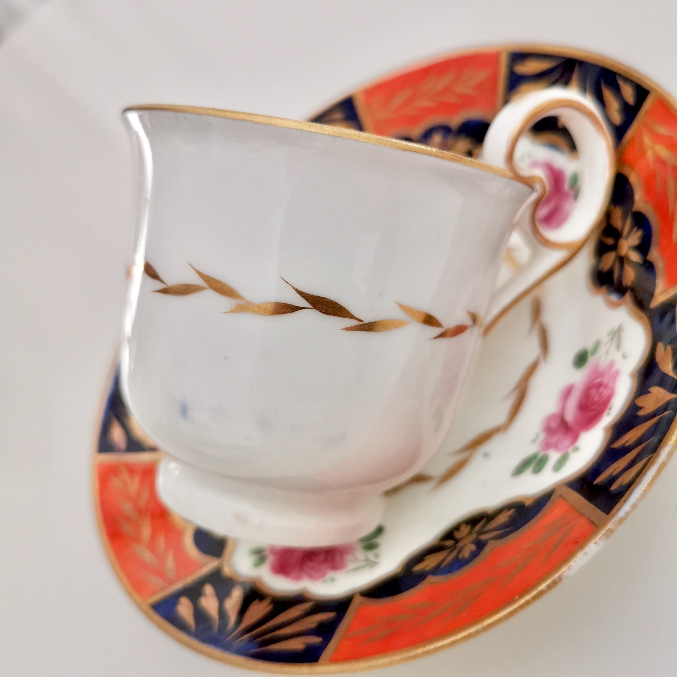 Trio de tasses à thé en porcelaine de Coalport, orange avec roses, Régence, vers 1820 en vente 6