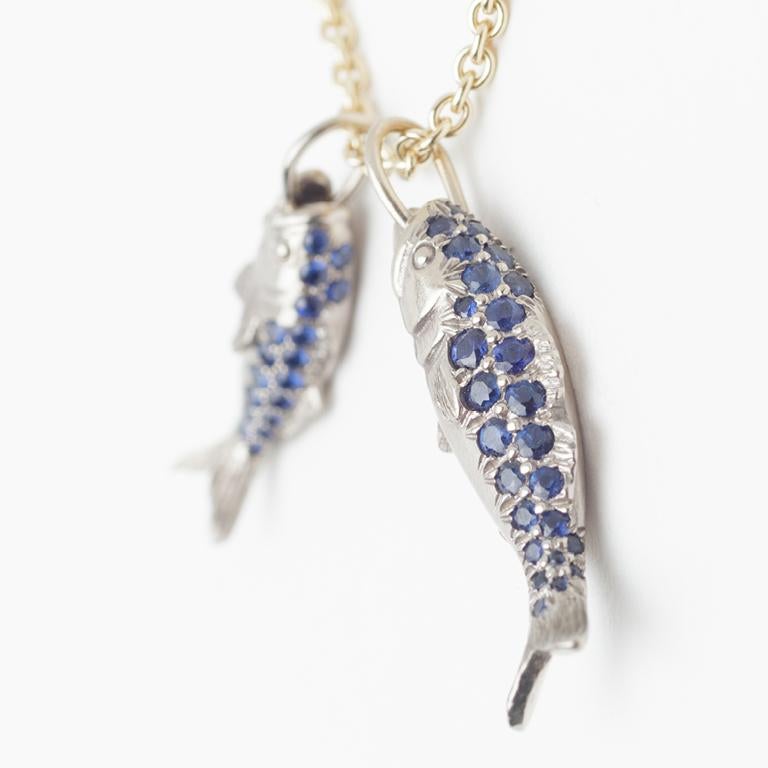 nantucket bluefish sapphire and white gold pendant