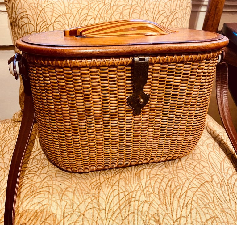 Nantucket Basket with Half Hull Model of a Sloop on Lid, by Harry