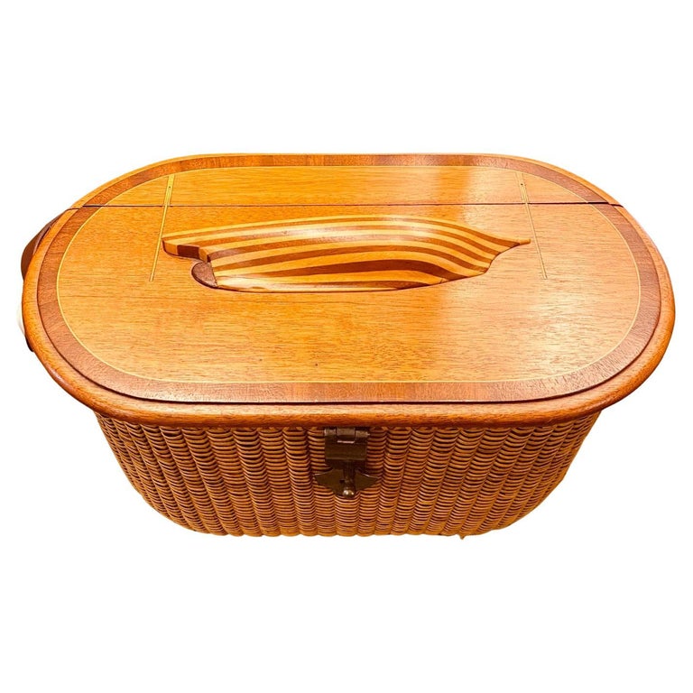 Nantucket Basket with Half Hull Model of a Sloop on Lid, by Harry