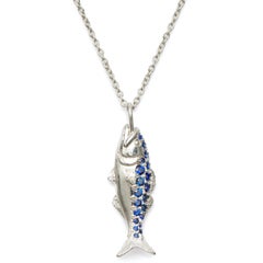 Susan Lister Locke Nantucket Bluefish 0.61ct Sapphire and 18K White Gold Pendant