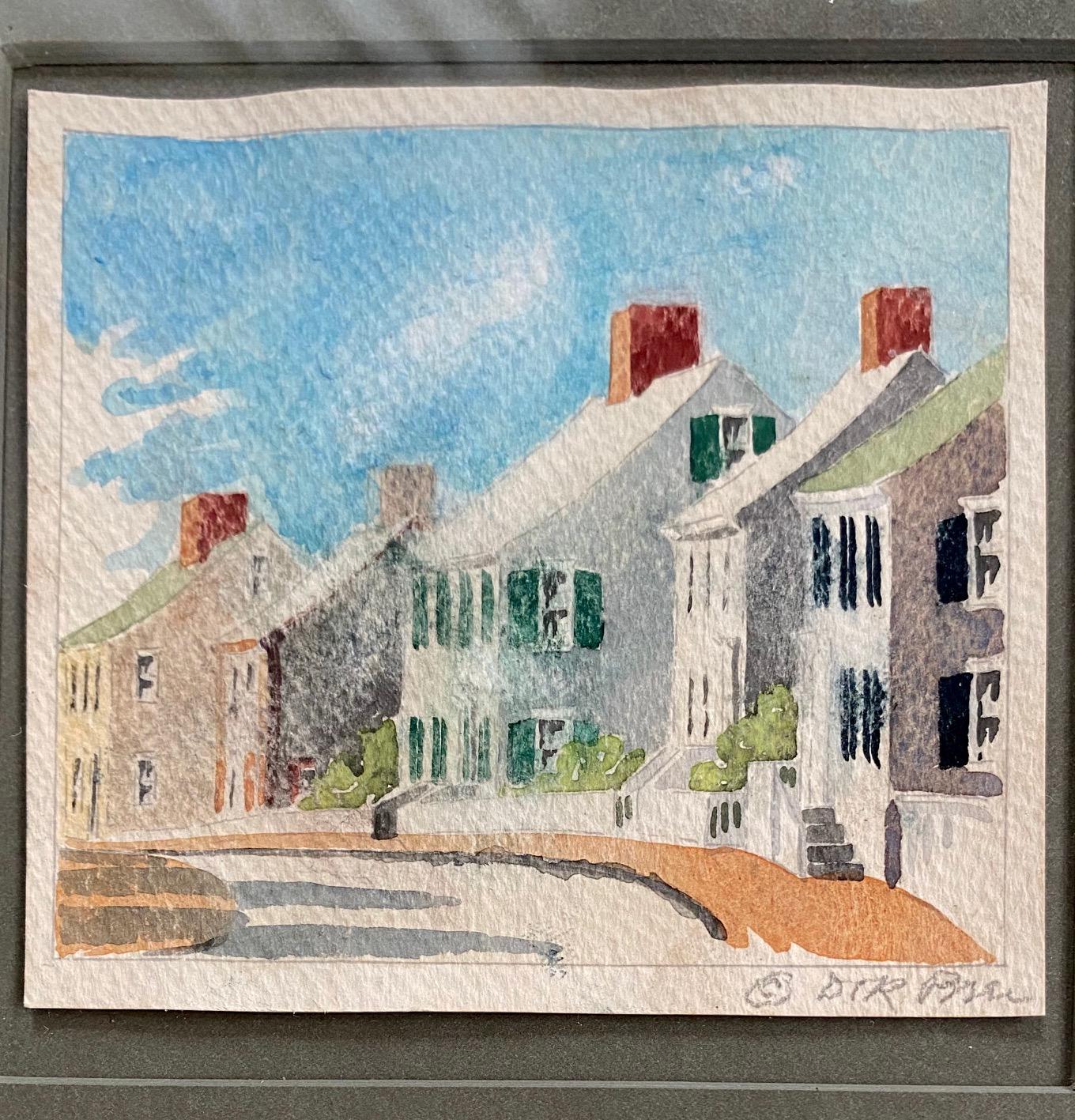 Other Nantucket Captain's House Watercolor by Doris & Richard Beer, circa 1940 For Sale