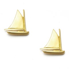 Susan Lister Locke Nantucket Cat Boat Earrings in 18 Karat Gold