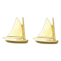 Susan Lister Locke Nantucket Cat Boat Earrings in 18 Karat Gold