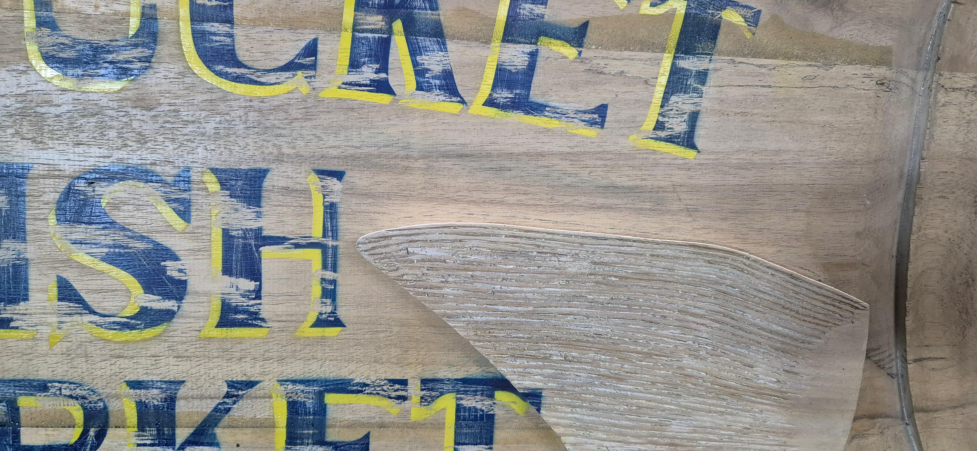 Wood Nantucket Fish Market Trade Sign For Sale