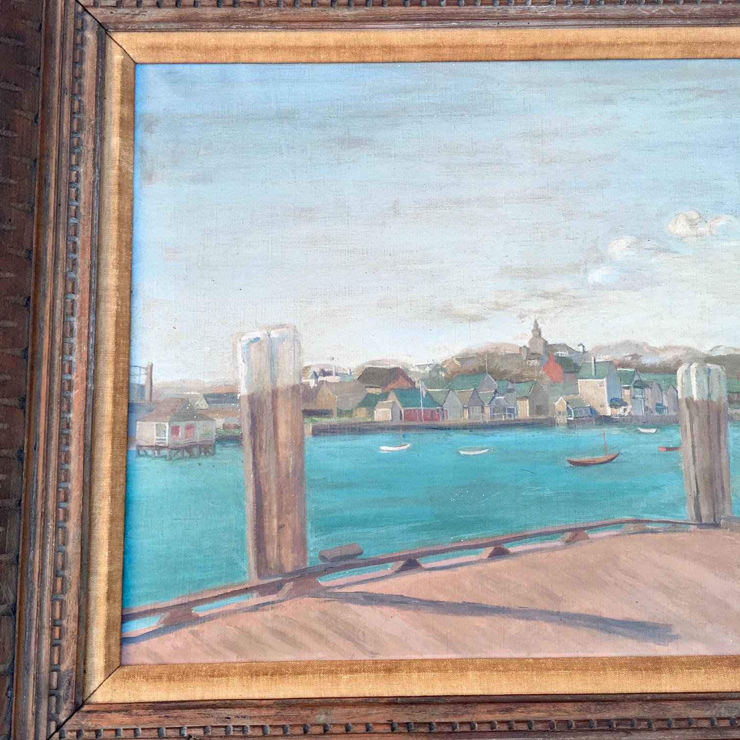 Painted Nantucket Harbor Scene, by Inna Garsoian For Sale