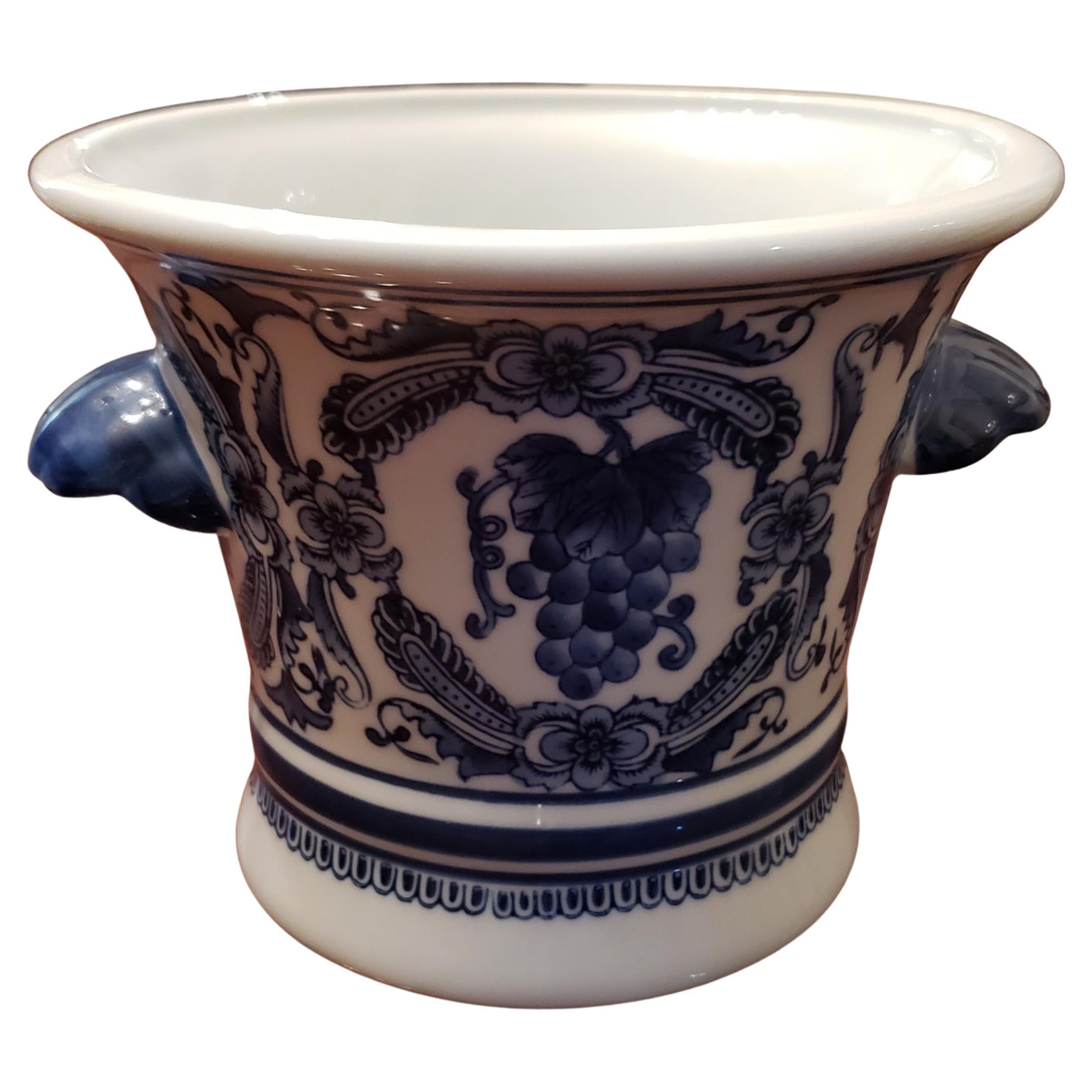 Nantucket Home Royal Blue Hand Painted Vase Urn For Sale
