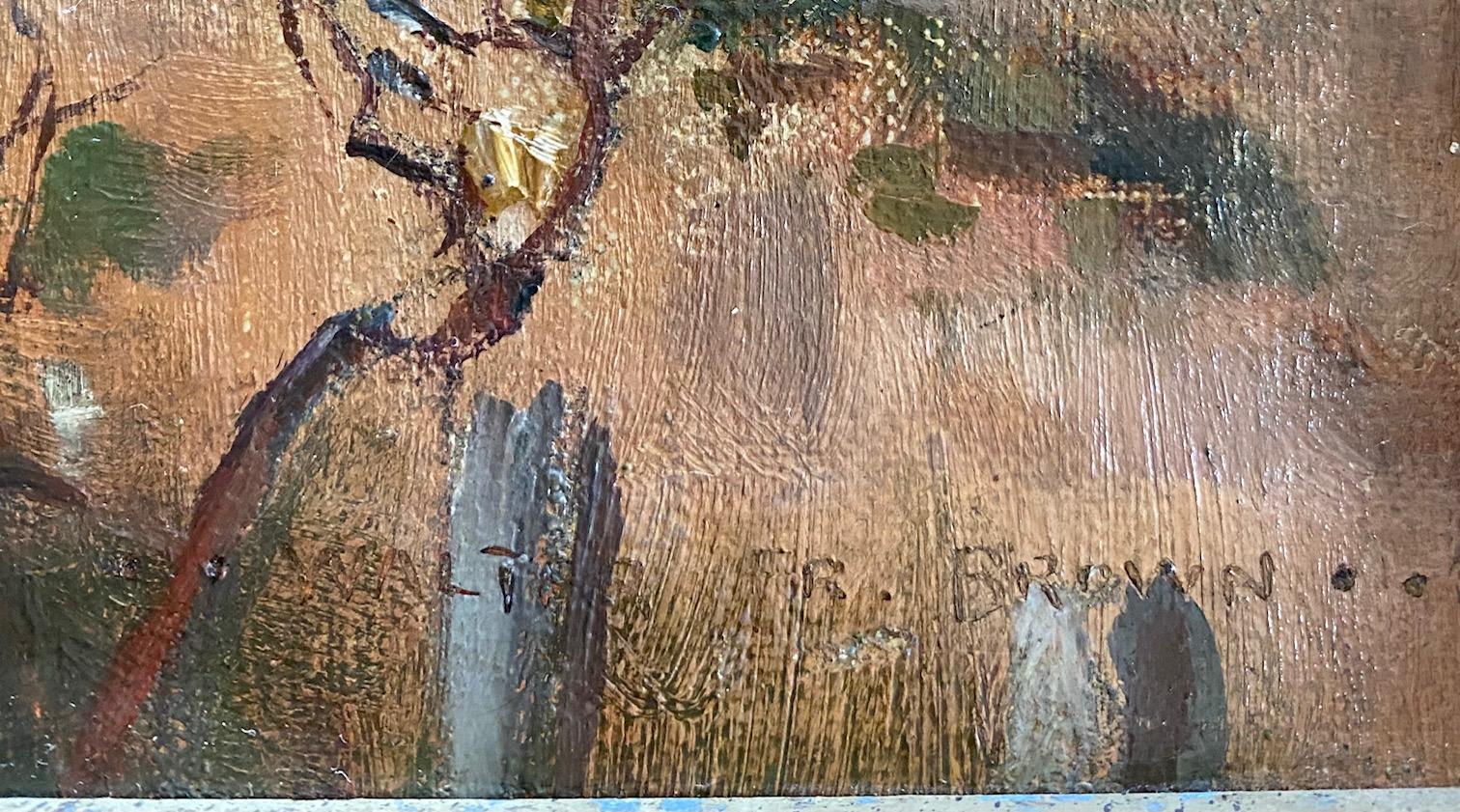 Hand-Painted Nantucket Landscape Painting with The Old Mill by Walter Francis Brown, ca 1900