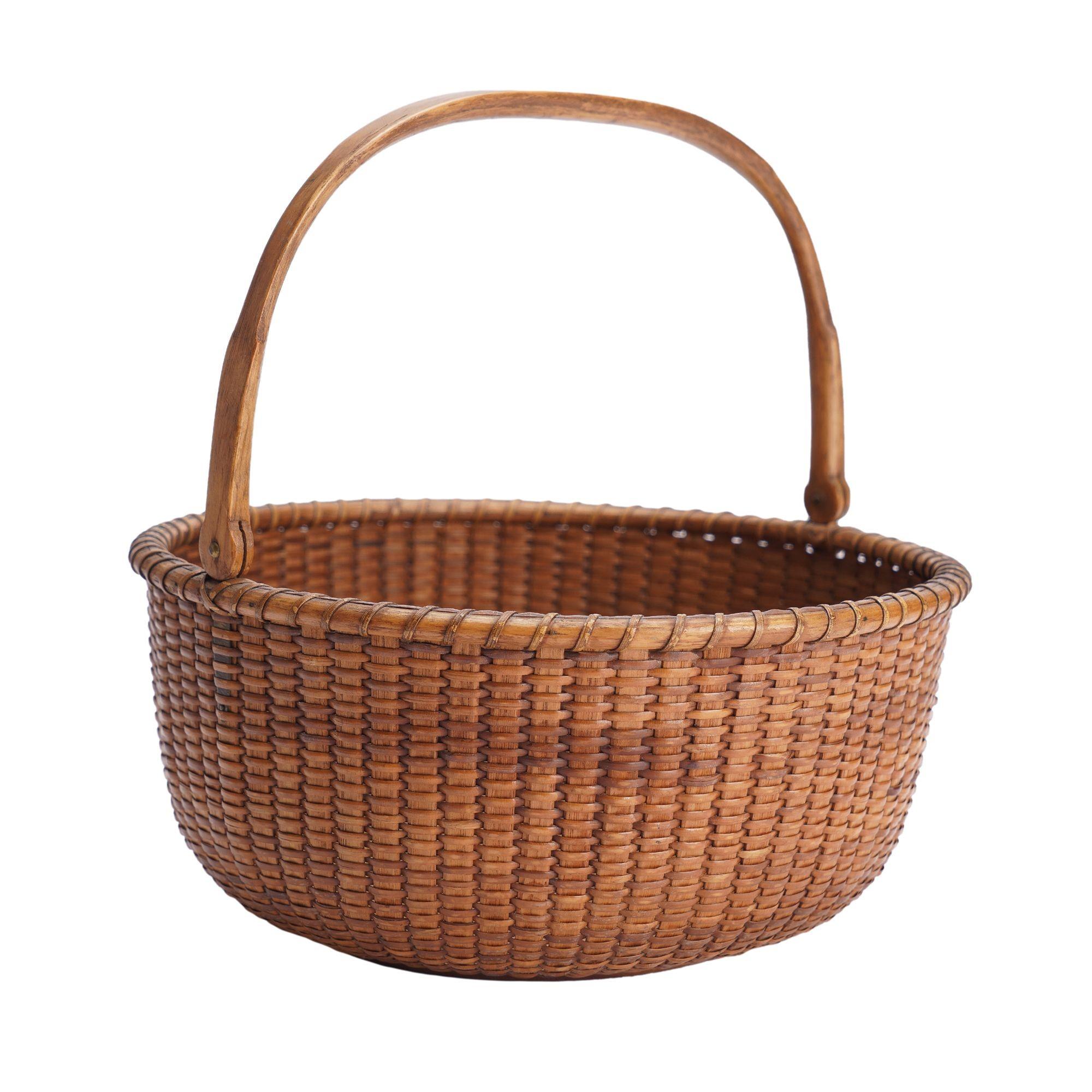 Bamboo Nantucket lighthouse basket by Davis Hall, 1880 For Sale