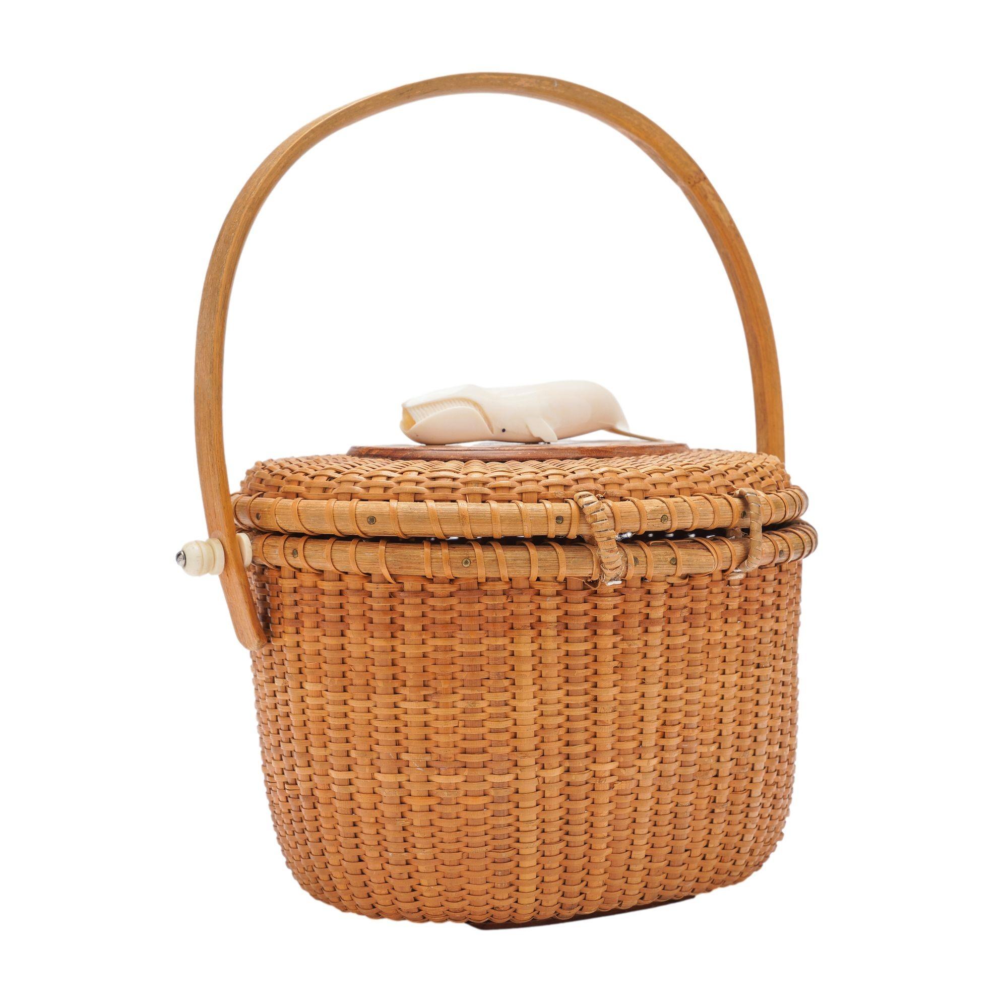 20th Century Nantucket lightship basket handbag, c. 1950