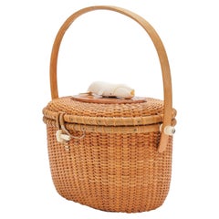 Nantucket lightship basket handbag, c. 1950