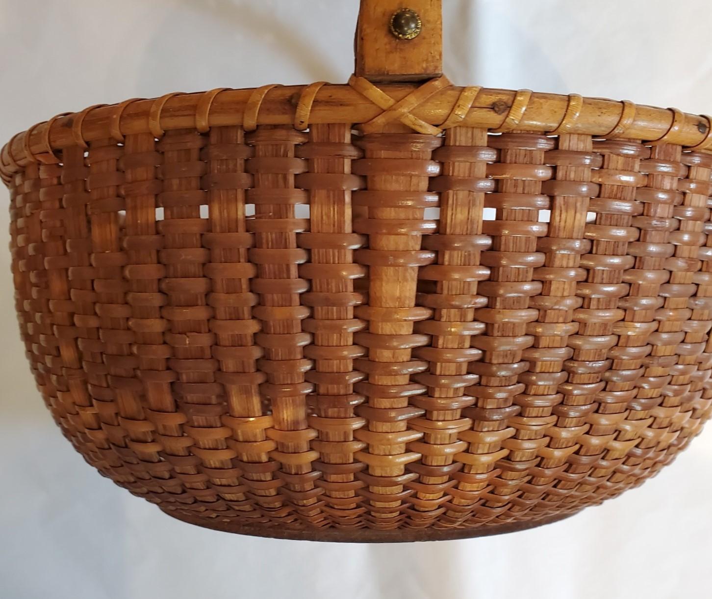 Folk Art Nantucket Lightship Basket from the South Shoals Lightship, circa 1870s For Sale