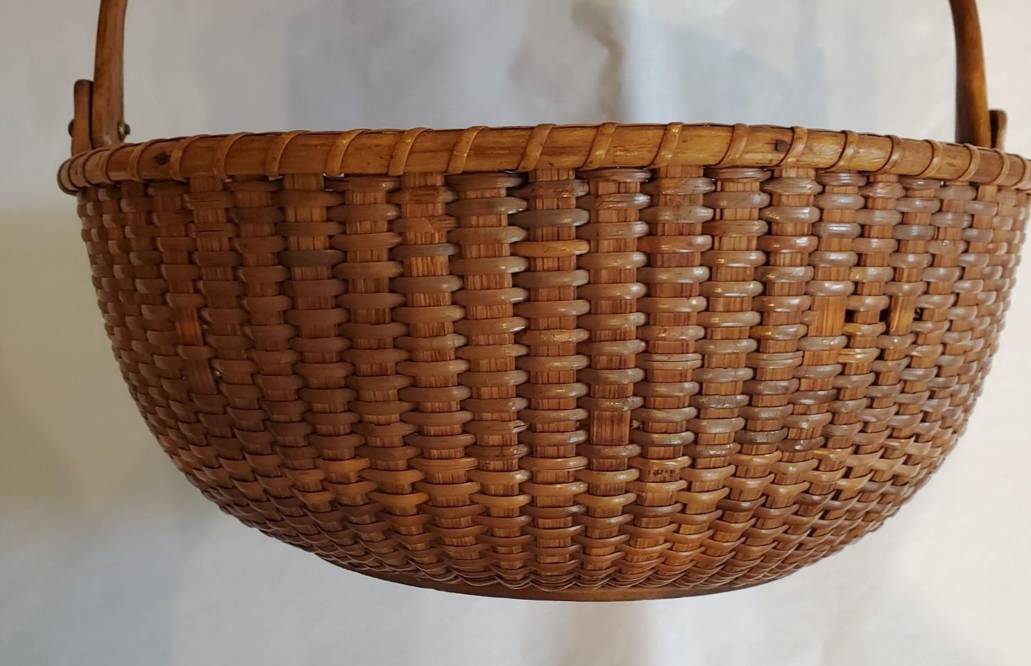 American Nantucket Lightship Basket from the South Shoals Lightship, circa 1870s For Sale