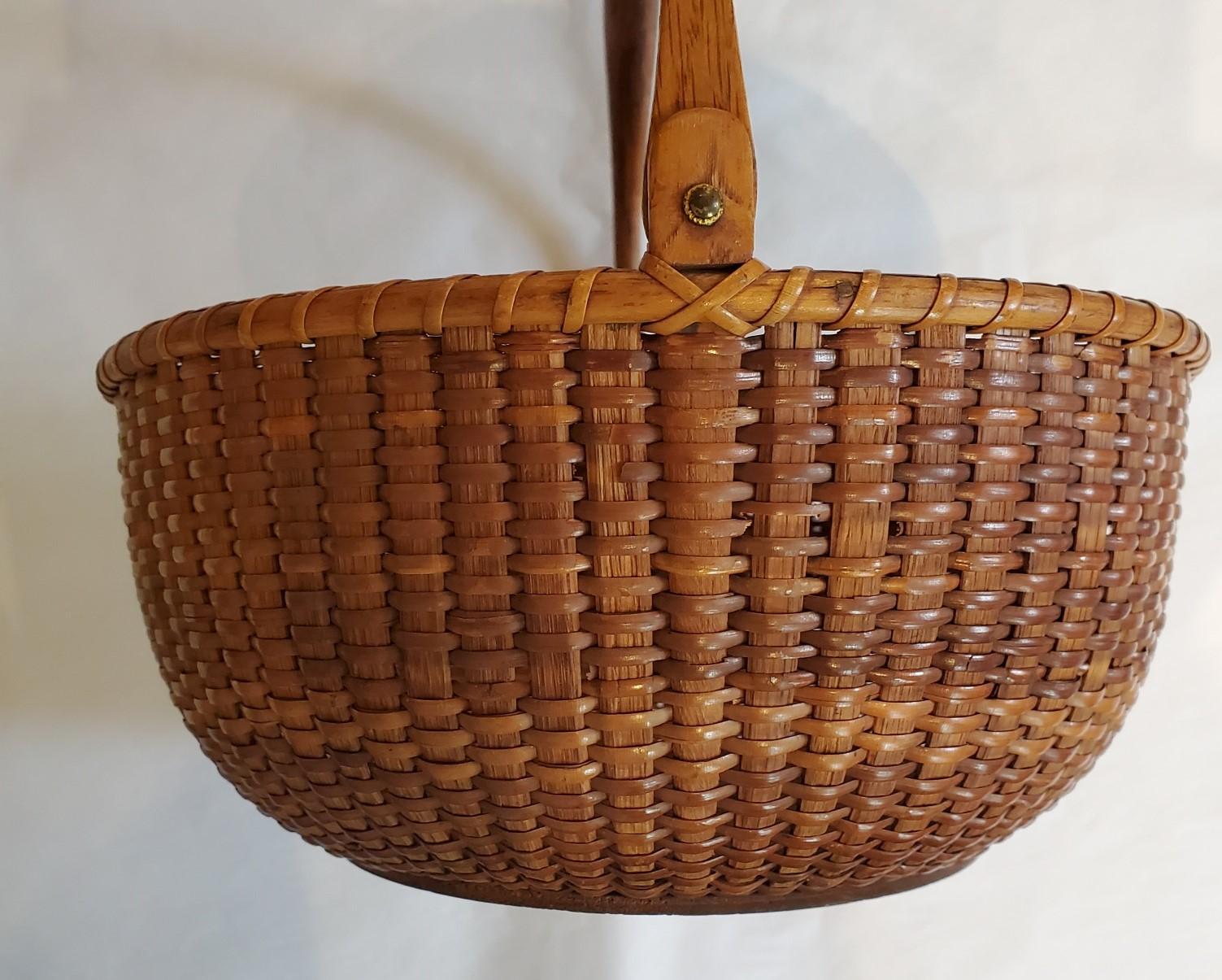 Hand-Crafted Nantucket Lightship Basket from the South Shoals Lightship, circa 1870s For Sale