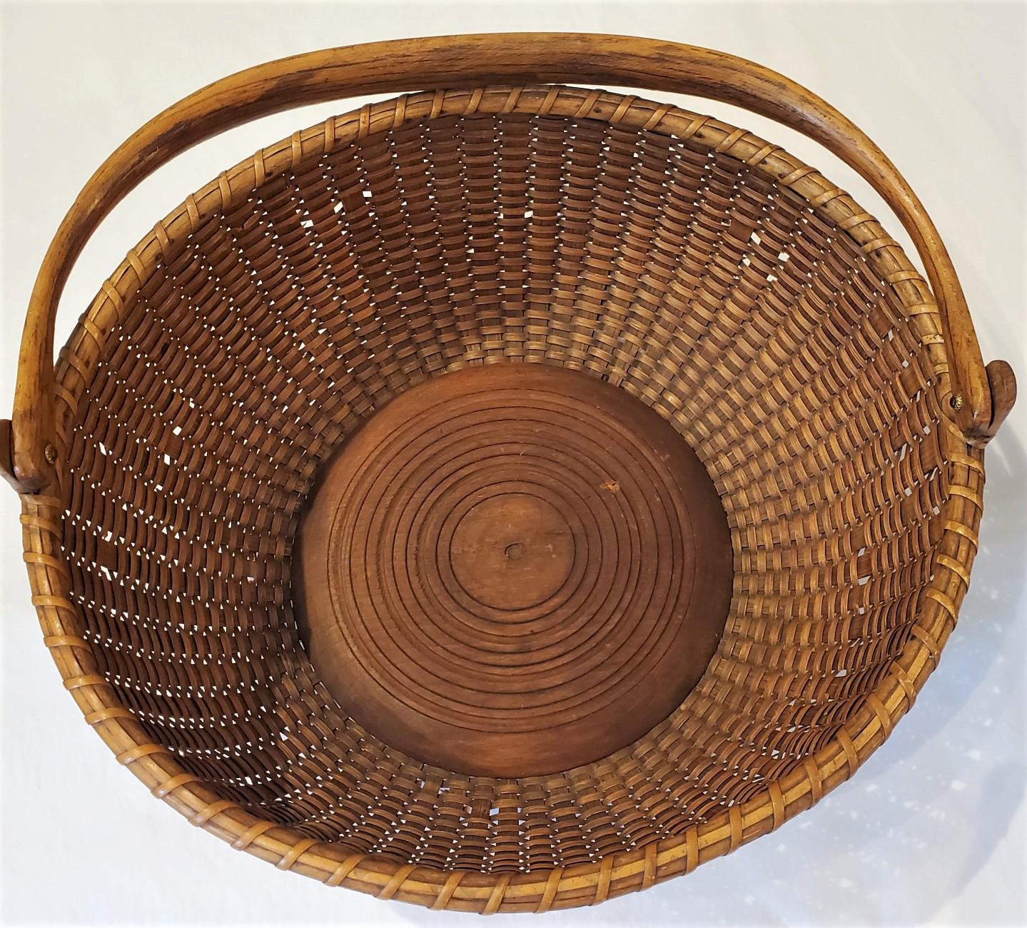 Late 19th Century Nantucket Lightship Basket from the South Shoals Lightship, circa 1870s For Sale