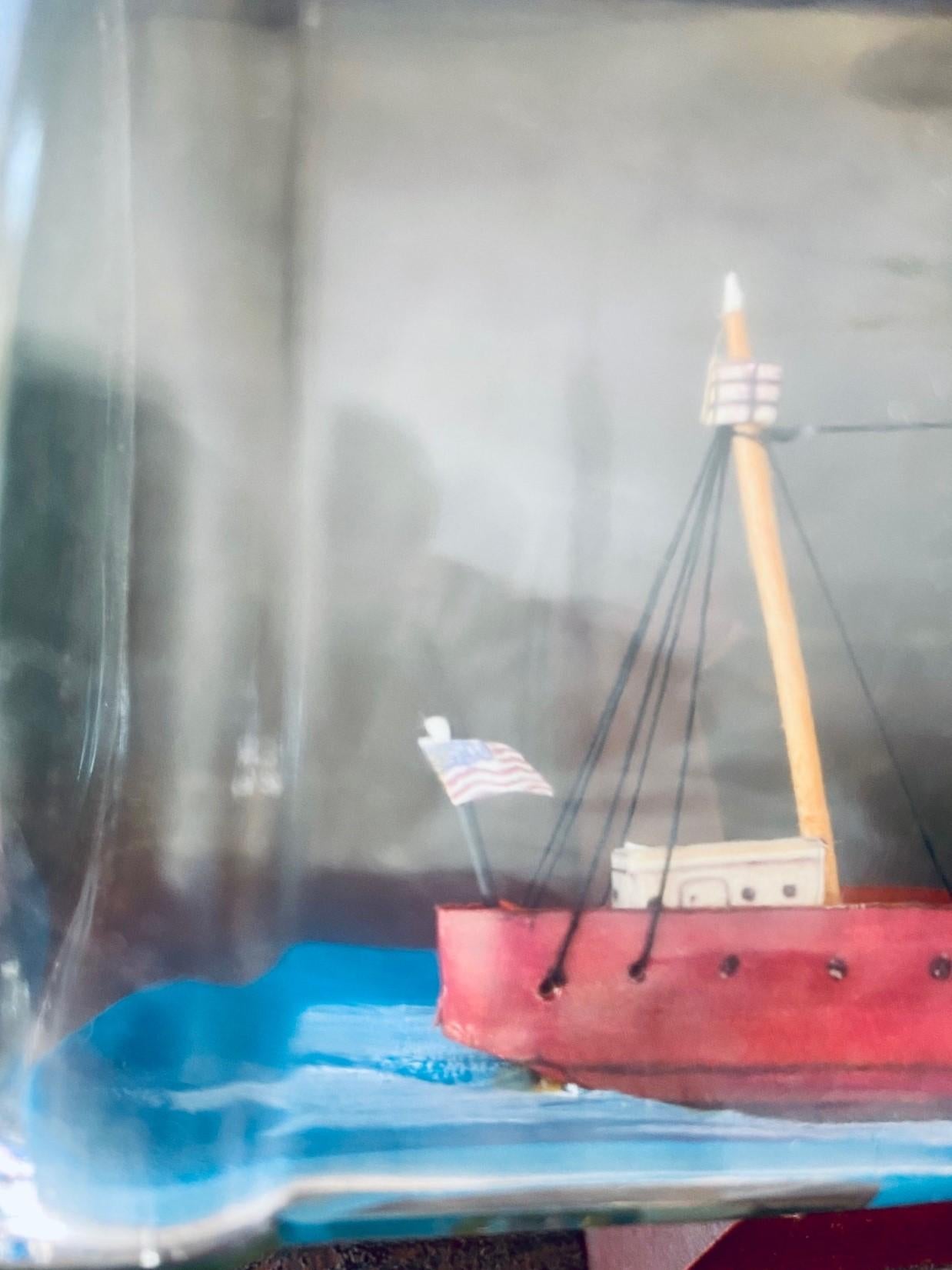 American Vintage Nantucket Lightship Ship-in-a-bottle, circa 1960's.