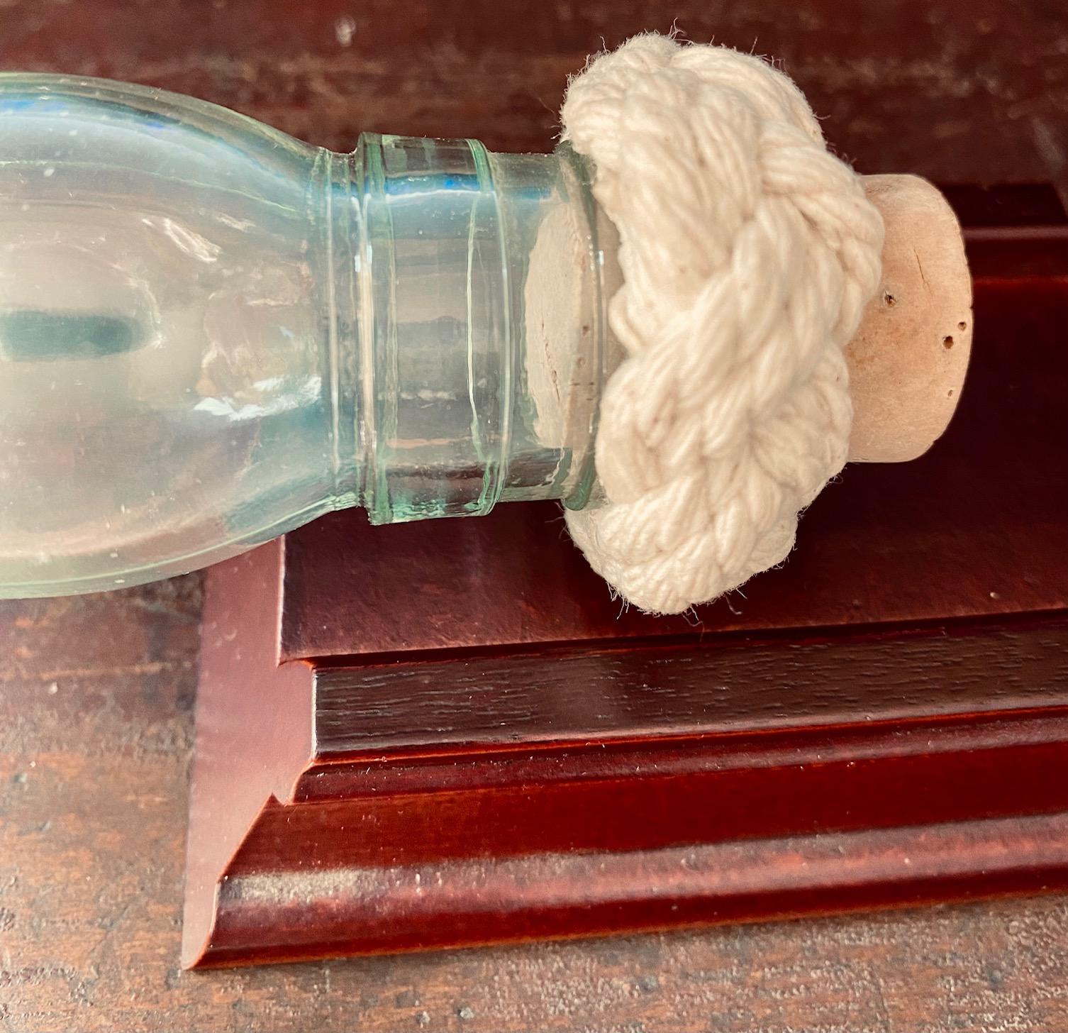 Hand-Crafted Vintage Nantucket Lightship Ship-in-a-bottle, circa 1960's.