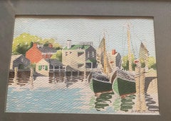 Nantucket Old North Wharf, Aquarell von Doris und Richard Beer, um 1940