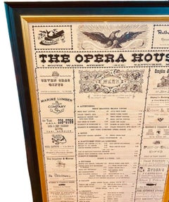 Nantucket Opera House Menu, circa 1960s to 1970s