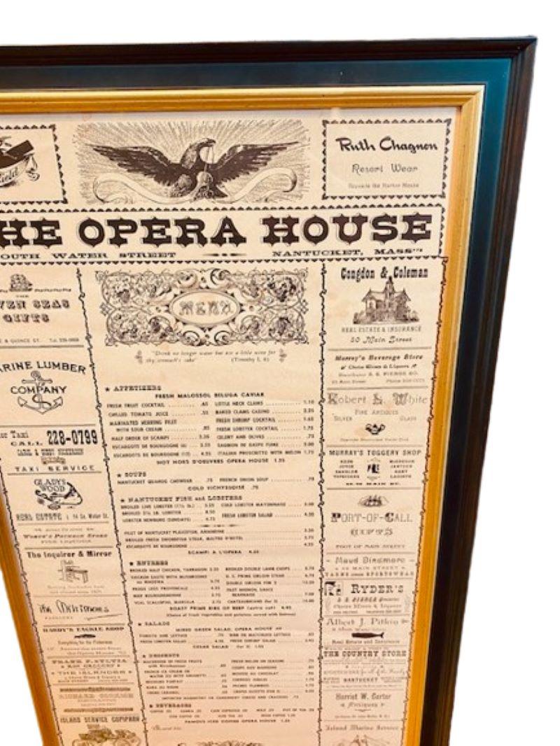 Other Nantucket Opera House Menu, circa 1960s to 1970s For Sale