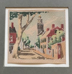 Orange Street-Aquarell von Doris und Richard Beer aus Nantucket, um 1940