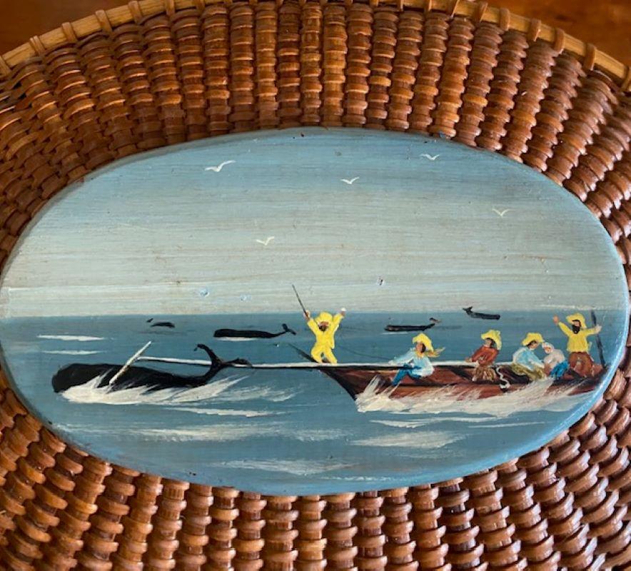 Américain Porte-monnaie Nantucket avec paysage marin peint sur le dessus, par Barbara Grey, vers 1995 en vente