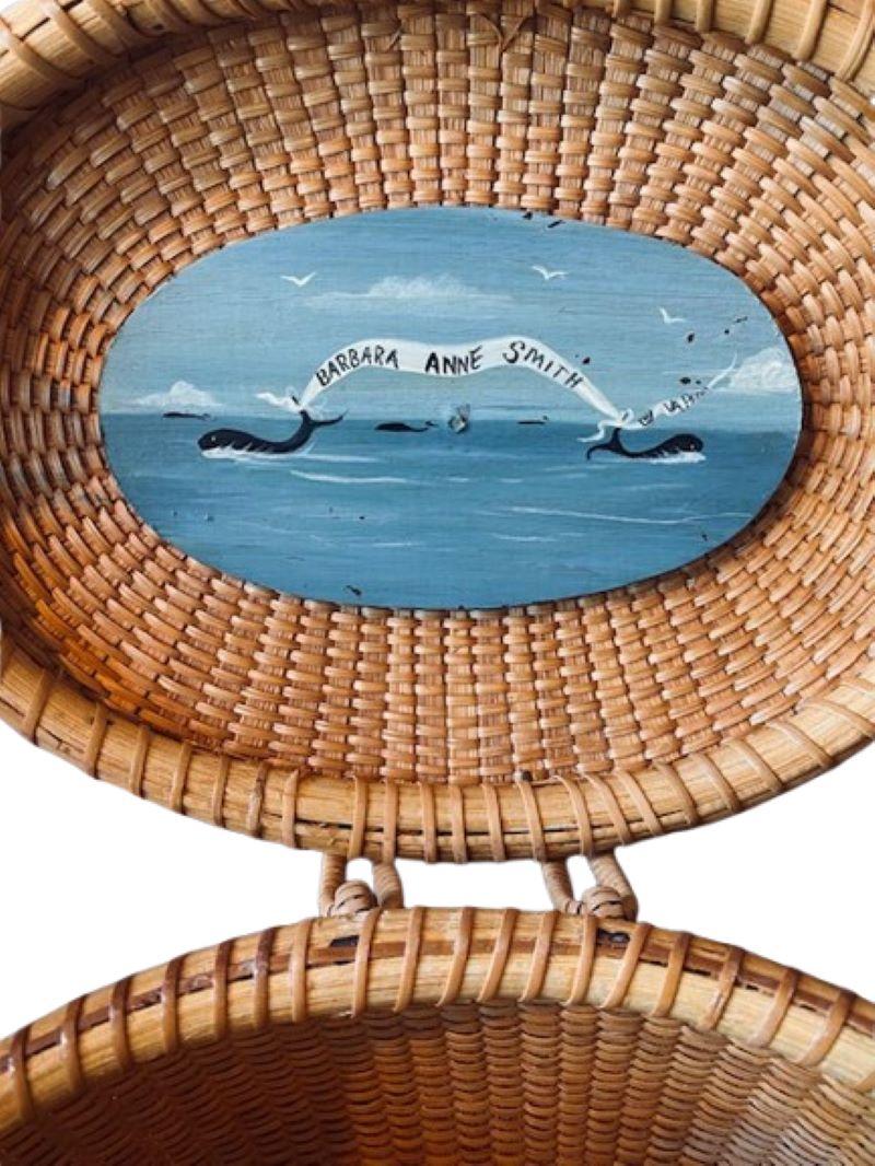 Fait main Porte-monnaie Nantucket avec paysage marin peint sur le dessus, par Barbara Grey, vers 1995 en vente
