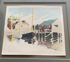 Nantucket Straight Wharf Watercolor by Doris and Richard Beer, circa 1940