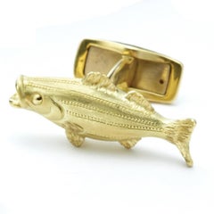 Susan Lister Locke Nantucket Striped Bass Cufflinks in 18 Karat Gold
